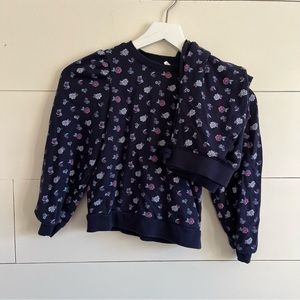 Janie and Jack sweater and jogger sweatsuit navy floral size 8